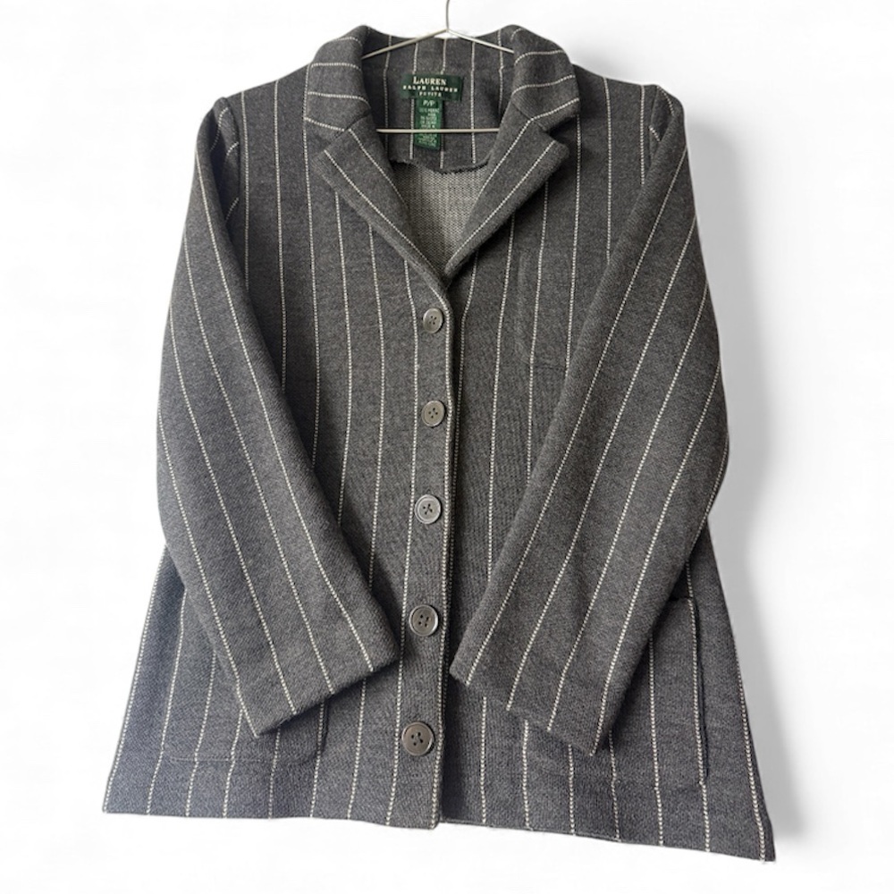 Vintage Lauren Ralph Lauren Wool Charcoal Pinstripe Blazer - Very nice!